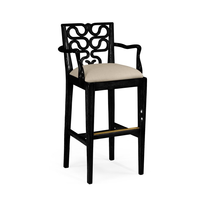 Serpentine Back Bar Stool Arm Chair