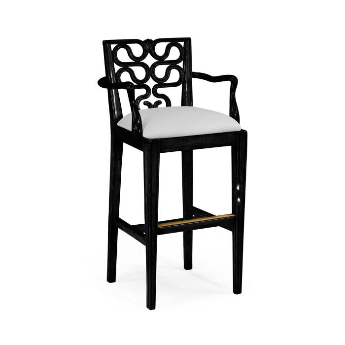 Serpentine Back Bar Stool Arm Chair