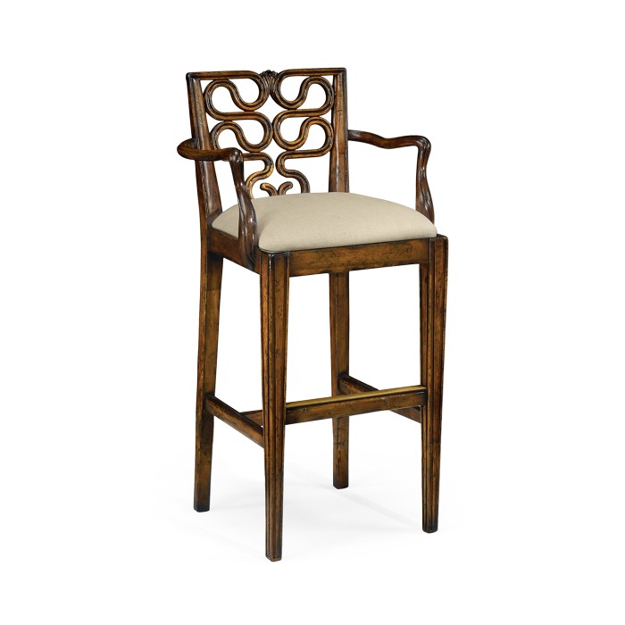 Serpentine Back Bar Stool Arm Chair