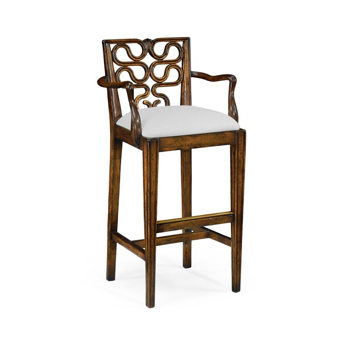 Serpentine Back Bar Stool Arm Chair