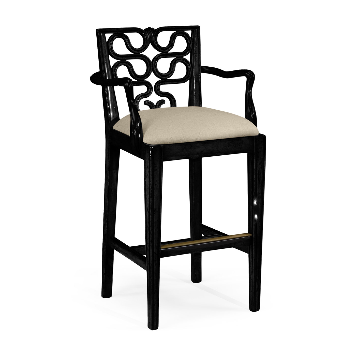 Serpentine Back Counter Stool Arm Chair