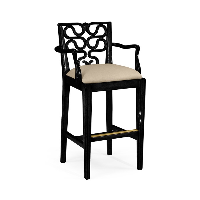 Serpentine Back Counter Stool Arm Chair