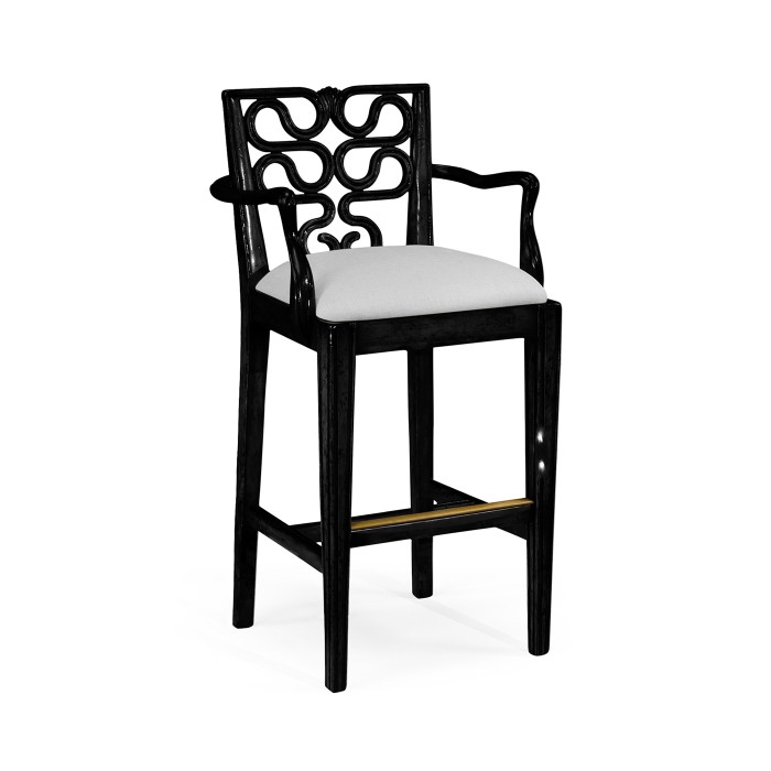 Serpentine Back Counter Stool Arm Chair