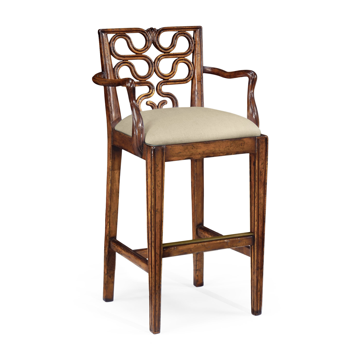 Serpentine Back Counter Stool Arm Chair