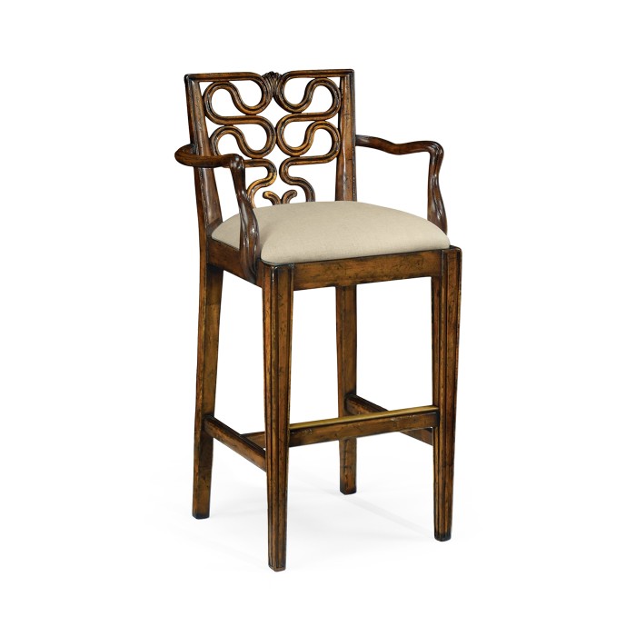 Serpentine Back Counter Stool Arm Chair