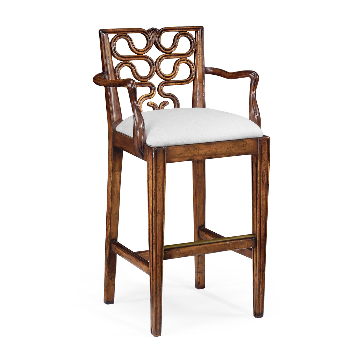 Serpentine Back Counter Stool Arm Chair