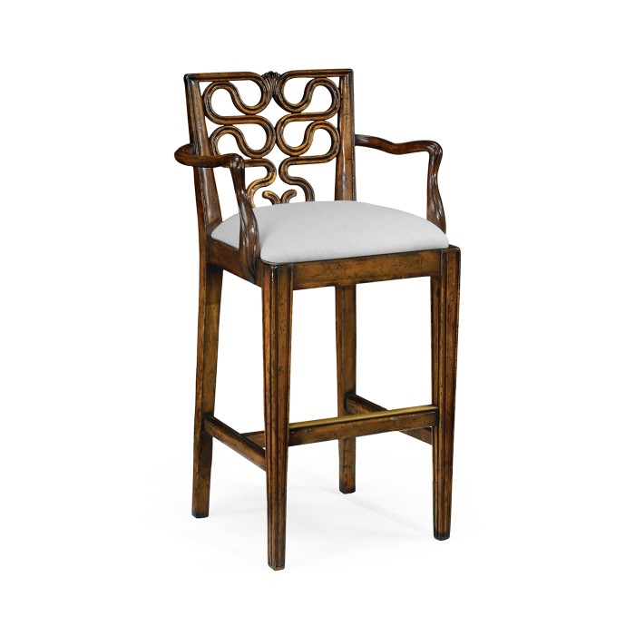 Serpentine Back Counter Stool Arm Chair