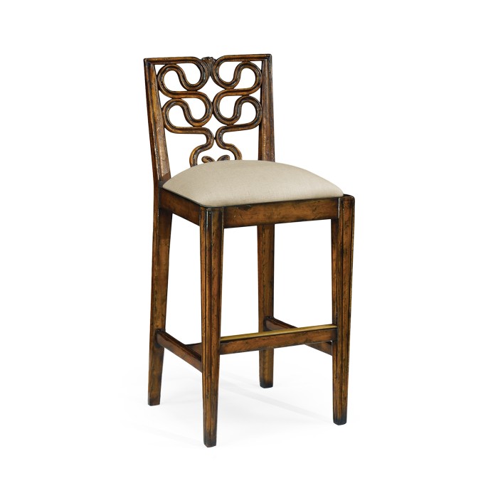 Serpentine Back Counter Stool Side Chair