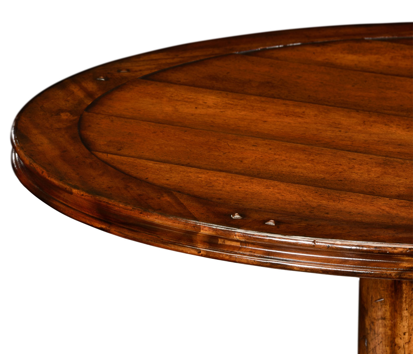 Round counter table with planked top