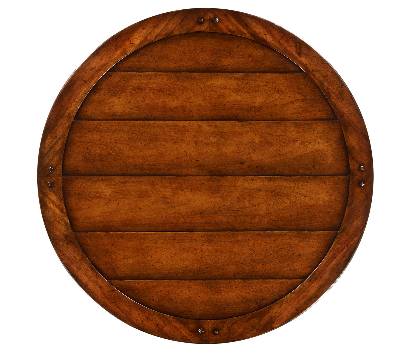 Round counter table with planked top