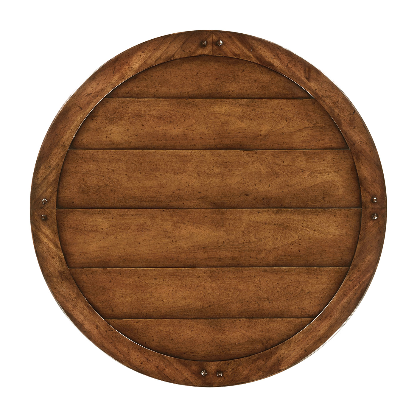 Round counter table with planked top