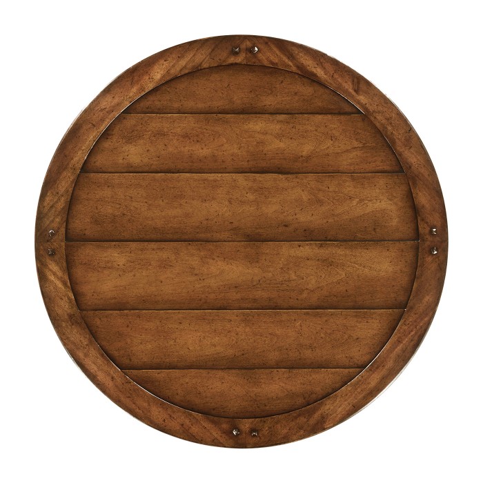 Round counter table with planked top