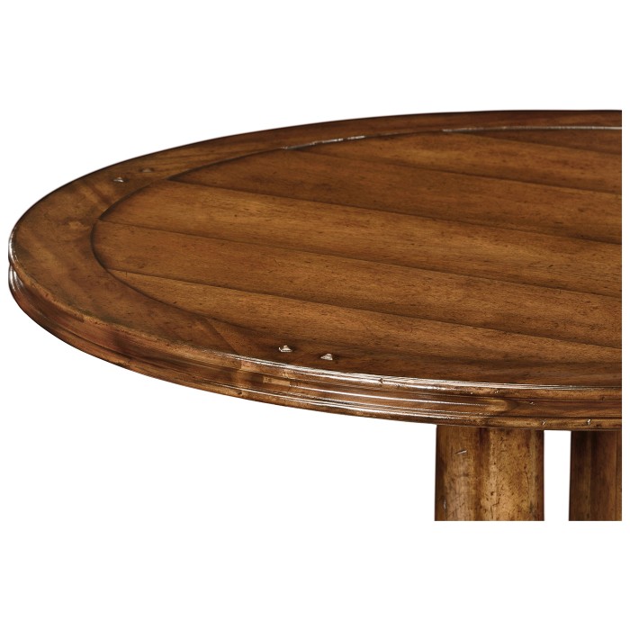 Round counter table with planked top