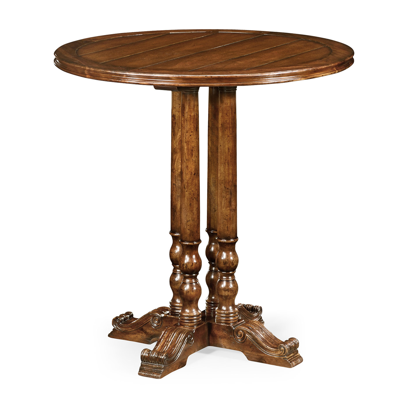 Round counter table with planked top
