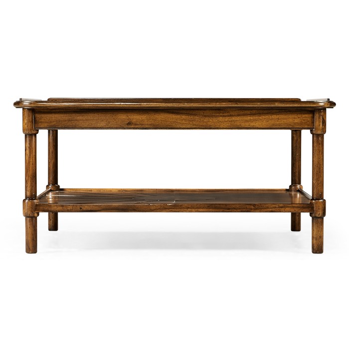 Square rustic walnut coffee table