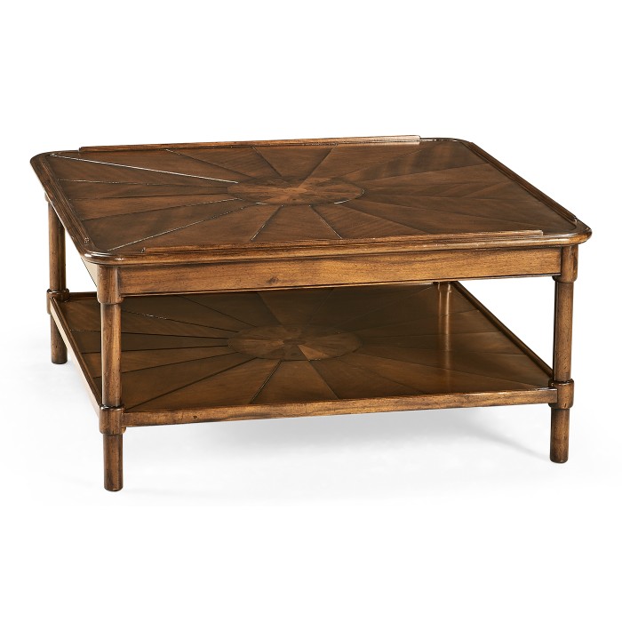 Square rustic walnut coffee table