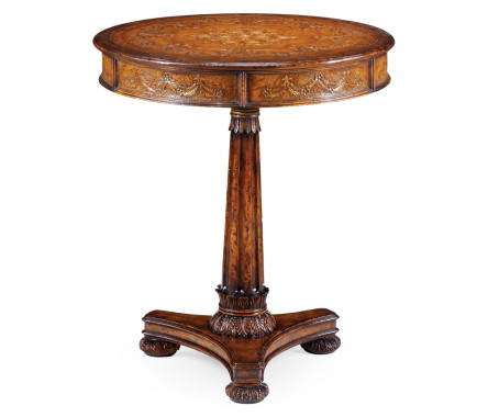 Carved leather lamp table