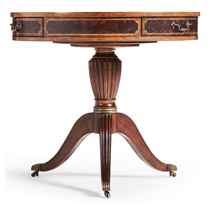 Mahogany Drum Table (Red Leather)