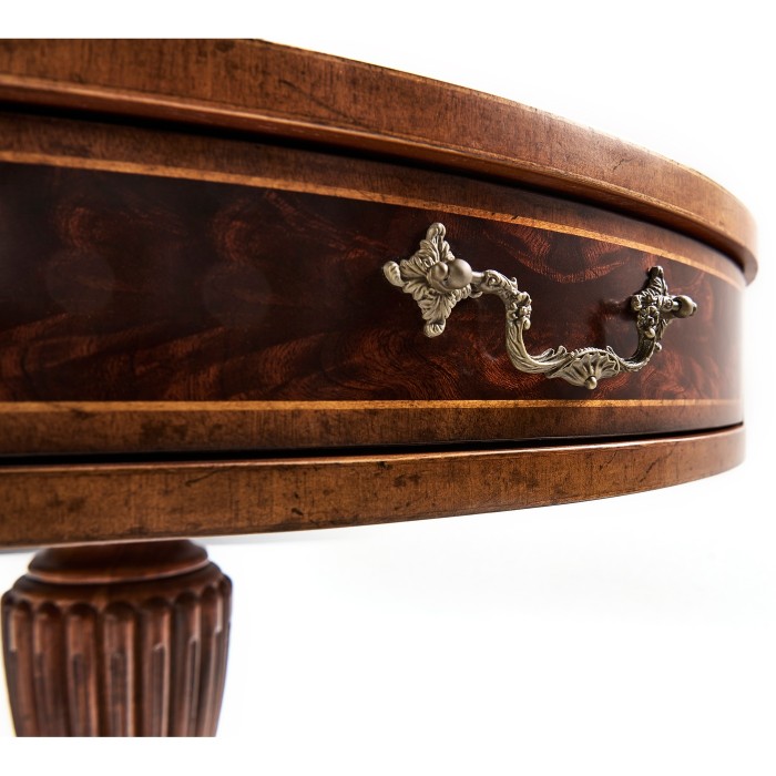 Mahogany Drum Table (Red Leather)