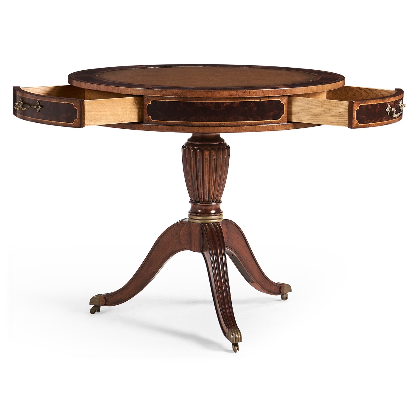 Mahogany Drum Table (Red Leather)