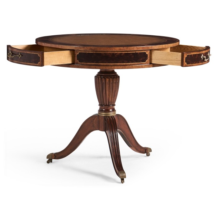 Mahogany Drum Table (Red Leather)