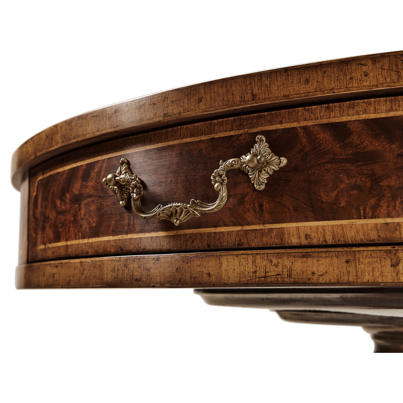 Mahogany Drum Table (Green Leather)