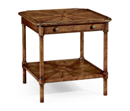 Rustic walnut two-tier table