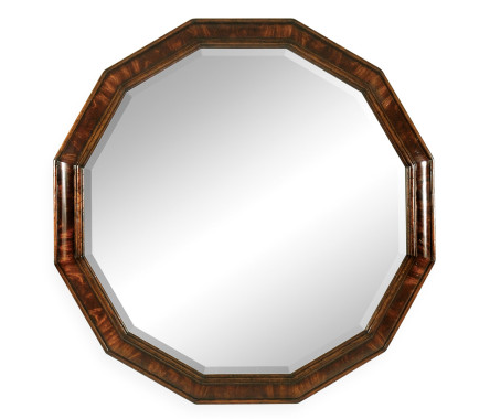 Twelve Sided Crotch Mahogany Mirror
