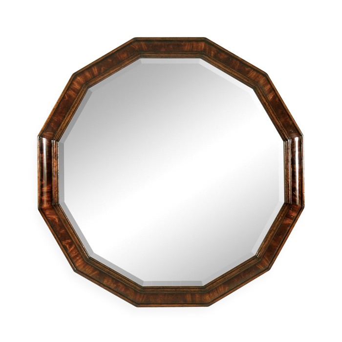 Twelve Sided Crotch Mahogany Mirror