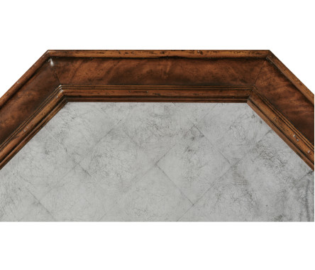 Large Octagonal Crotch Mahogany Mirror (Églomisé)