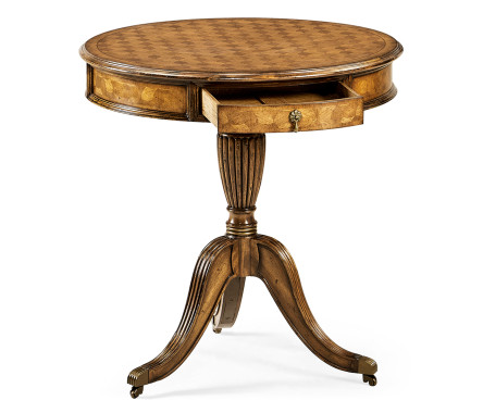 Fish scale parquetry drum table