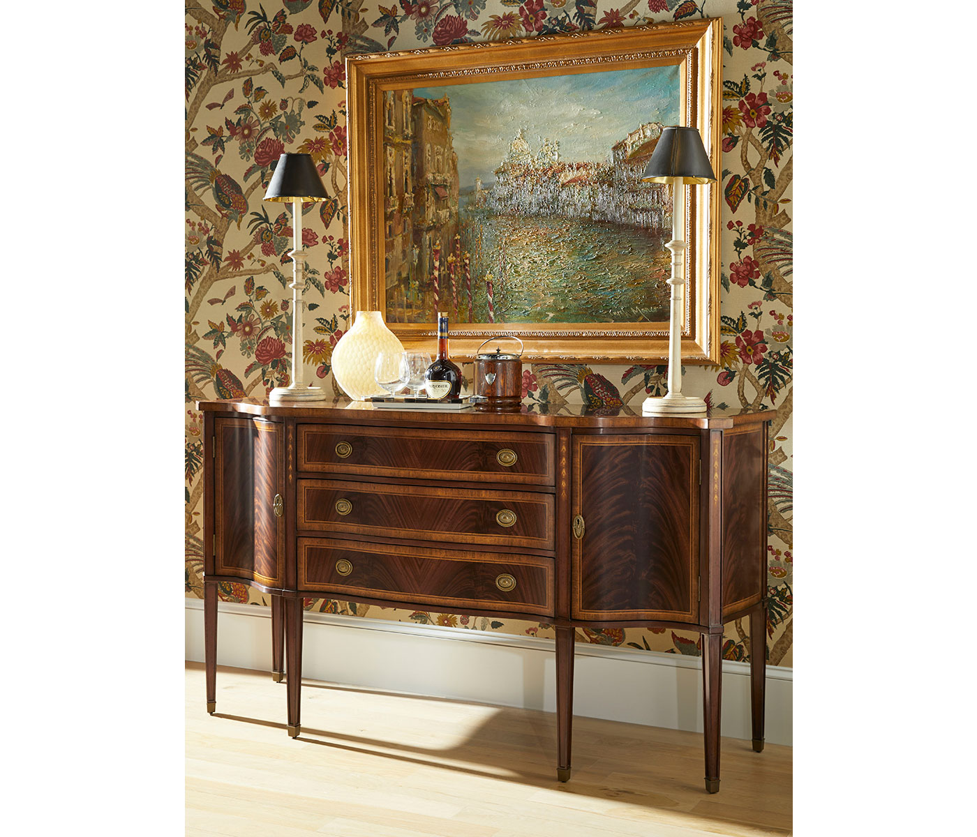 Windsor Crotch Walnut Breakfront Sideboard