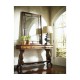 Rectangular Walnut Panelled Mirror with Brass Details