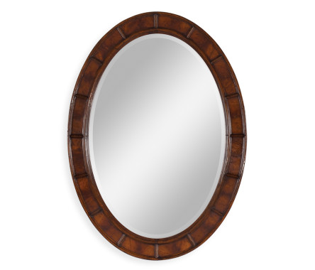Crotch Mahogany Veneered Oval Panelled Mirror