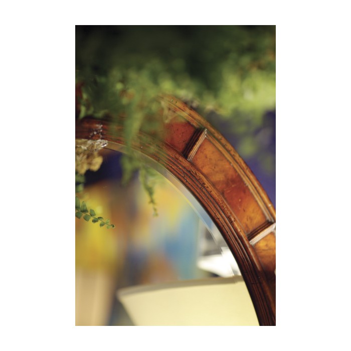 Crotch Mahogany Veneered Oval Panelled Mirror