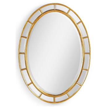 Oval panelled gilded mirror (Plain mirror glass)