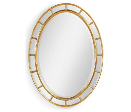 Oval panelled gilded mirror (Plain mirror glass)
