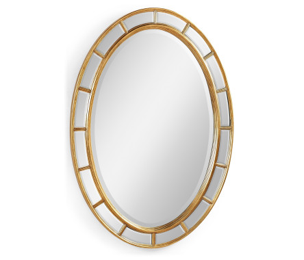Oval panelled gilded mirror (Plain mirror glass)