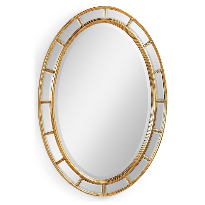 Oval panelled gilded mirror (Plain mirror glass)