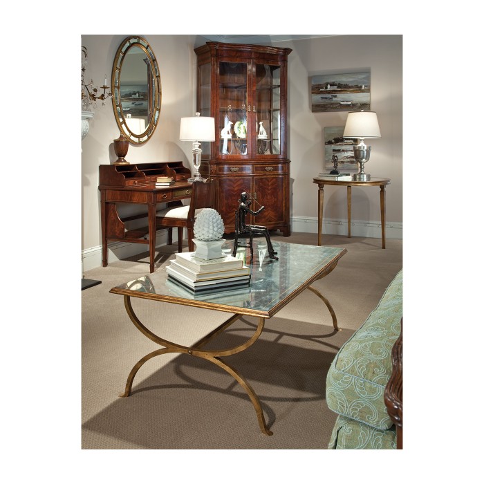 Walnut framed oval panelled mirror (Plain glass)