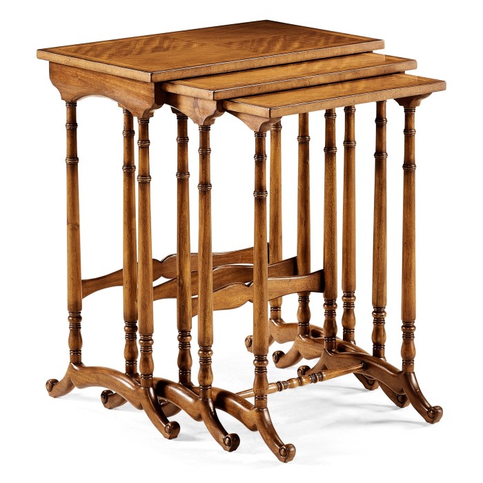 Satinwood nest of three tables