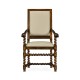 Carolean Style Arm Chair with Upholstered Back