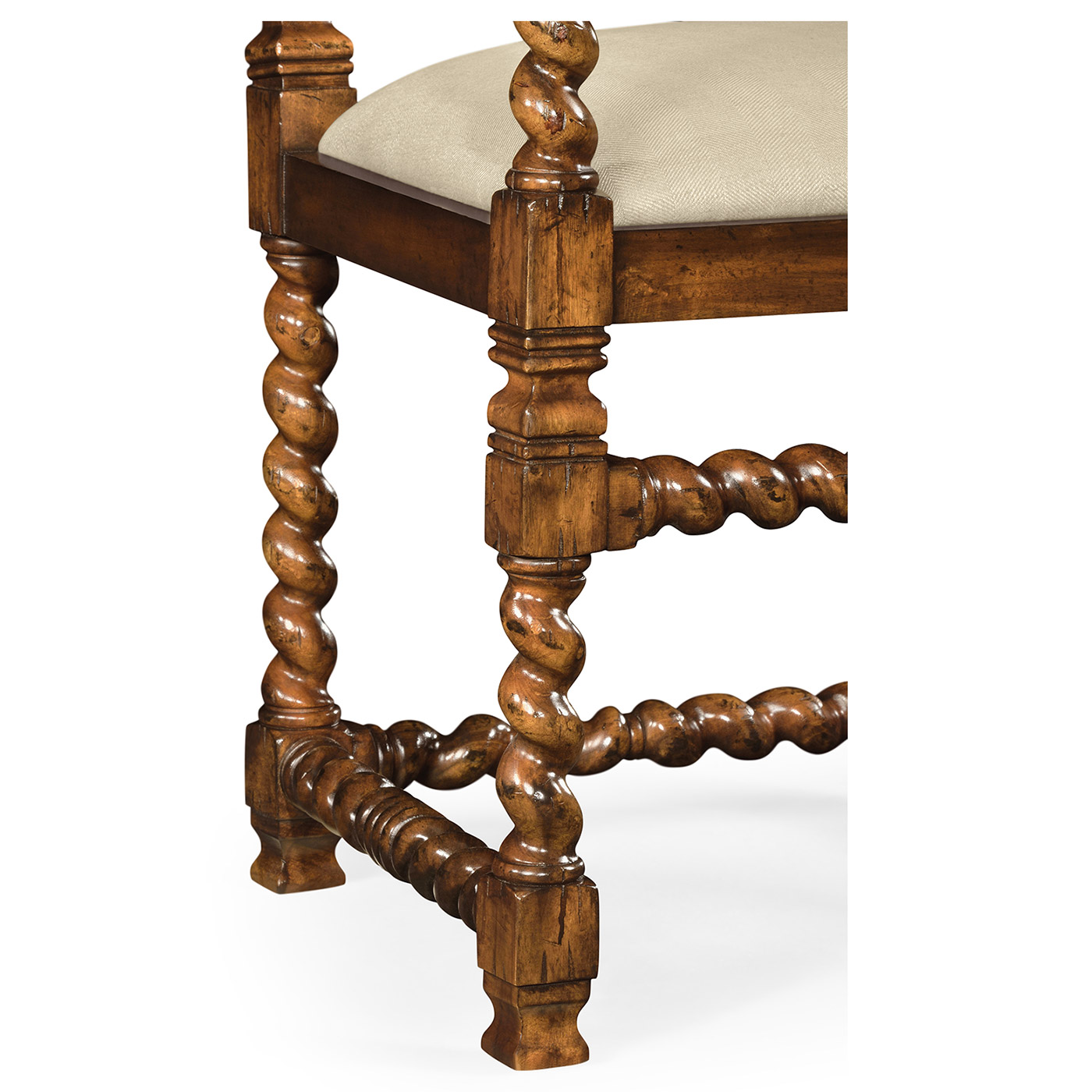 Carolean Style Arm Chair with Upholstered Back