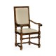 Carolean Style Arm Chair with Upholstered Back
