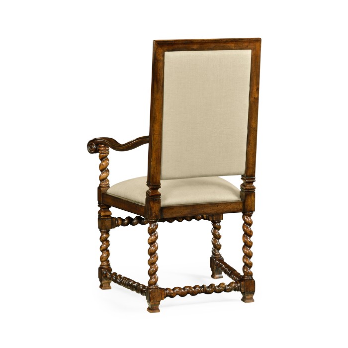 Carolean Style Arm Chair with Upholstered Back