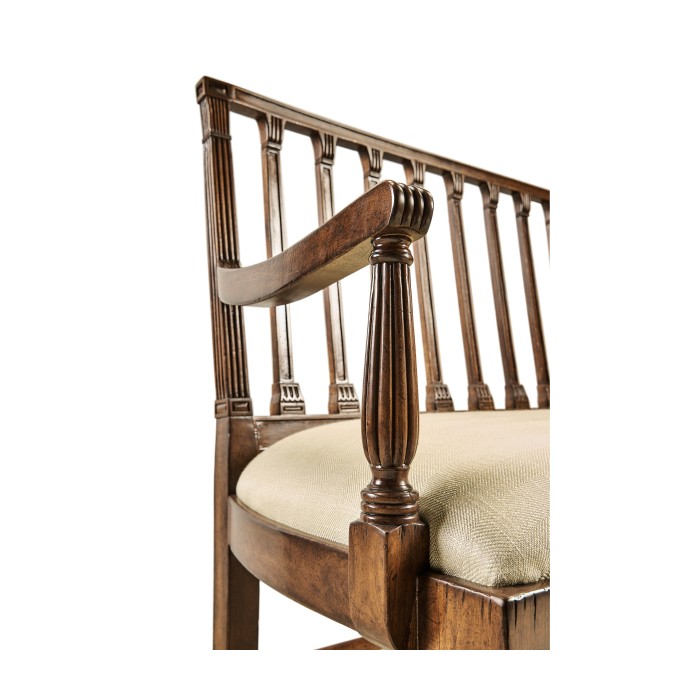Walnut Two Seat Bench with Column Back