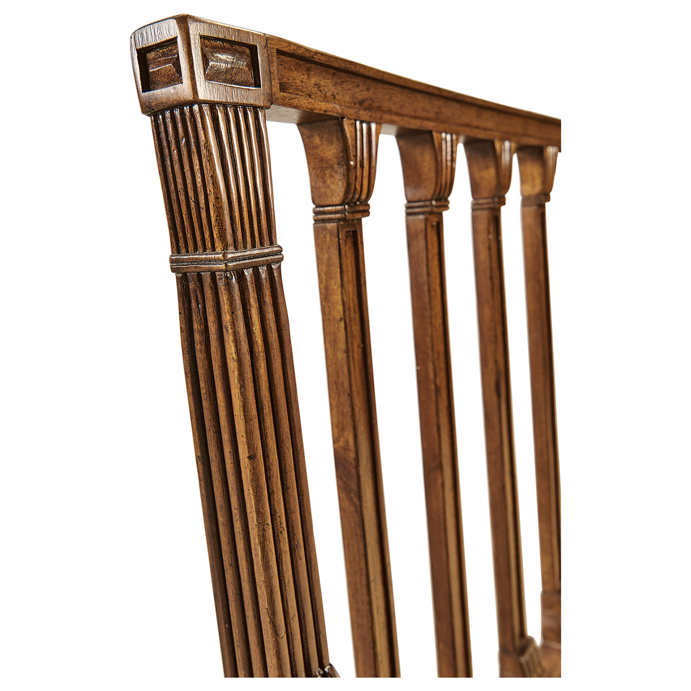 Walnut Two Seat Bench with Column Back