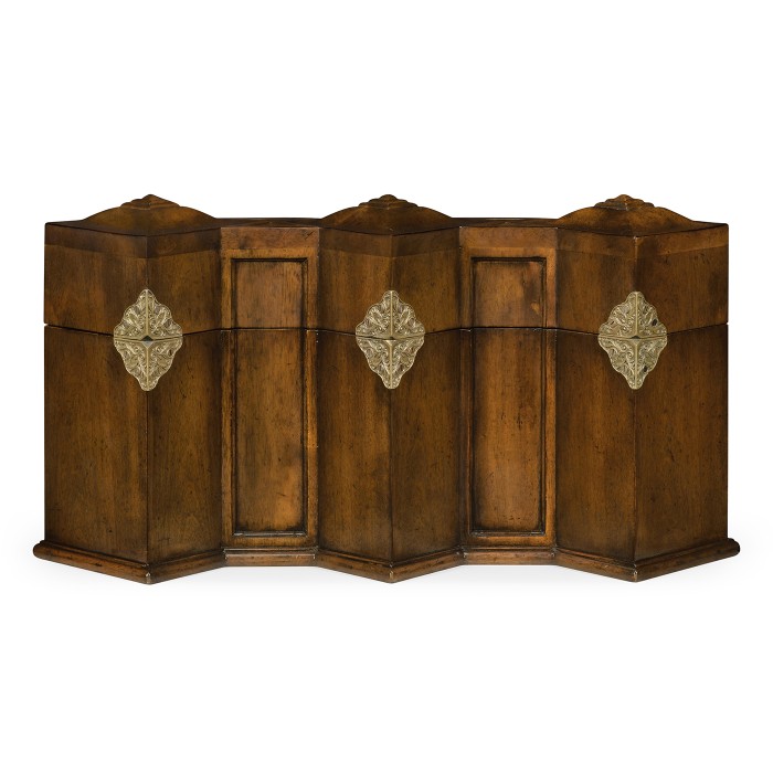Triple Glass Decanters Set in Conjoined Square Cases