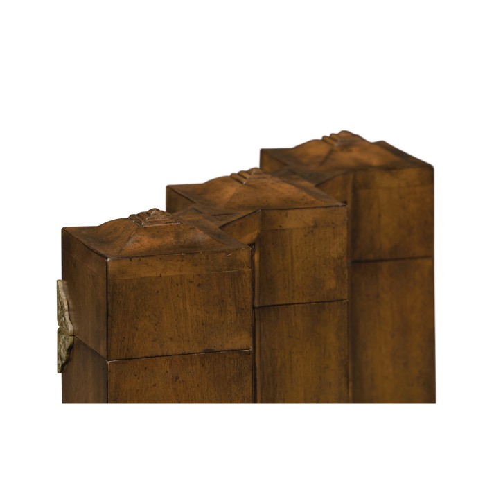 Triple Glass Decanters Set in Conjoined Square Cases