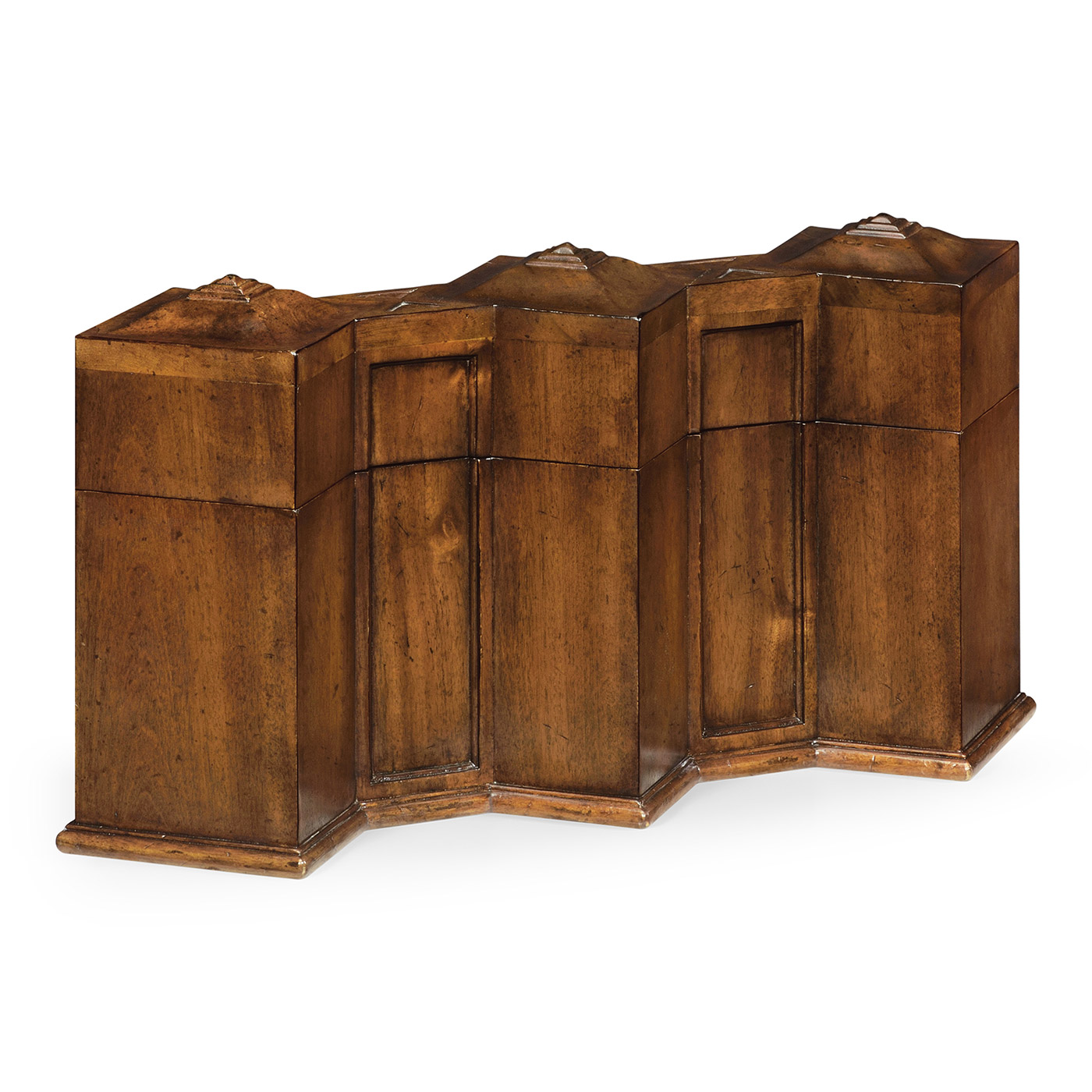 Triple Glass Decanters Set in Conjoined Square Cases